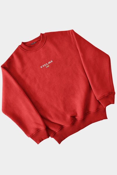 Vatkalimon Boys / Girls Red Thick Fleece Inside Crew Neck Sweatshirt