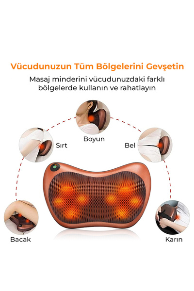 ALFAGİFT Boyun Yoğurmalı Ve Isıtmalı Çok Fonksiyonlu Masaj Yastığı-8 Toplu Sırt, Bel, Bacak Masaj Aleti