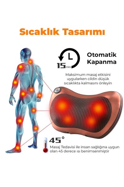 ALFAGİFT 8 Toplu Ovmalı Boyun Masaj Yastığı Ayak Bel Boyun Sırt Vücut Omuz Aleti