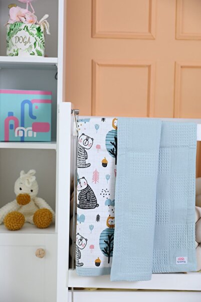 m montefair بطانية أطفال زرقاء من Nature Animals، مقاس 80x80 سم، نسيج قطن موس...