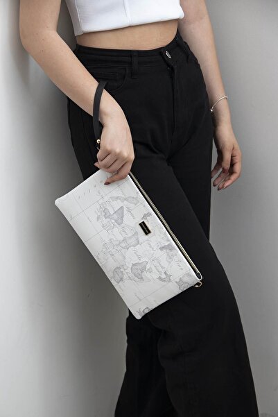 Silver Polo Антрацитова біла жіноча сумочка-клатч - Nv1034