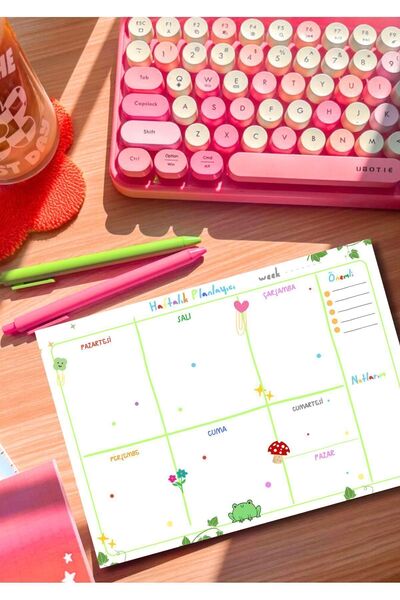 PastelSanat A5 Boyutunda Renkli Haftalık Planlayıcı Planner Bloknot To do List