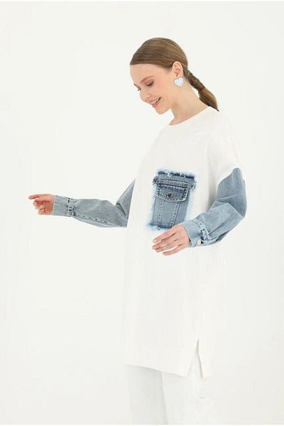 Puane new season jeans detail white long tunic