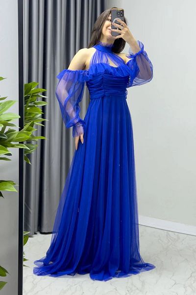 Phoenix Women Rochie de seara lunga din tul fara umeri