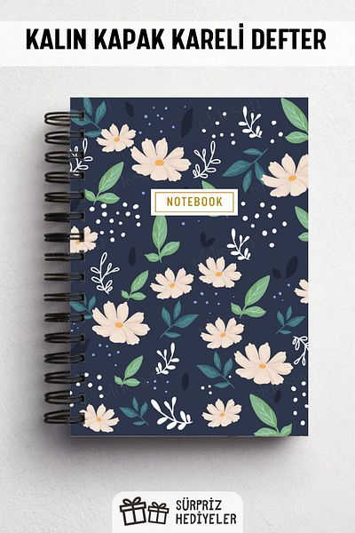 Eldesen Tasarım A5 Size 160 Sheets - Checked Notebook with Spiral and Thick Cover