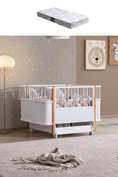 Setay Sallanan Mdf Beşik, Bella Büyüyen Beşik 90x120 1 Adet Comfort Yatak