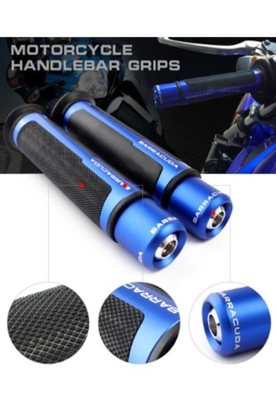 Motobros Mavi Premium Elcik Takımı Ve Denge Topuzları Kaymaz Kauçuk Ve Cnc Metal