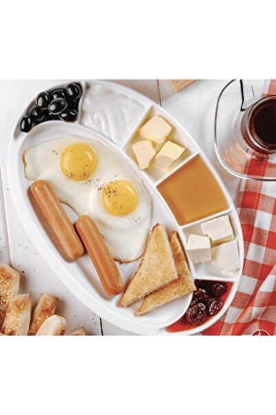 Bonna Porselen Bonna Oval Kahvaltı Tabağı 7 Gözlü 33 Cm