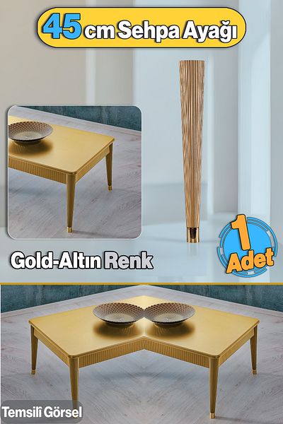 Badem10 Picior Masa de cafea Suit 45cm Plastic Culoare Aur Picior Bucatarie Masa Sufragerie Mobila Picior Zigon Gold 1buc
