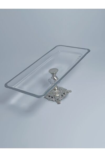 PARILTI HOME COLLECTİON Gümüş kaplama Metal Ayaklı Sunum Tabağı