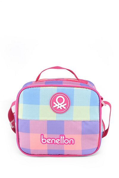 United Colors of Benetton Pink Plaid Patterned Girl's Benetton Lunchbox