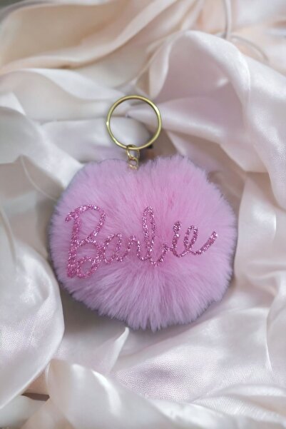 damlakids Pembe renk peluş ponponlu anahtarlık Barbie temalı
