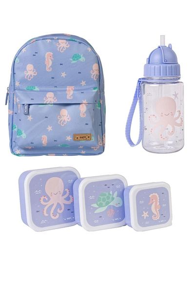 saro Ocean Life Kindergarten Nursery Bag - Water Bottle and Lunch Box Set