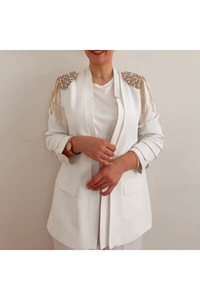 LALE El Işlemesi Püsküllü Çıkarılabilir Omuz Aksesuarı 2’li Apolet Cam Taş Kr...