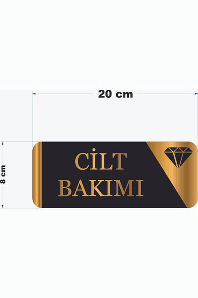 GÜNEŞ LAZER لافتة توجيه مكتبية مكتوبة للعناية بالبشرة من زجاج شبكي ذهبي عاكس مقاس 20 × 8 سم