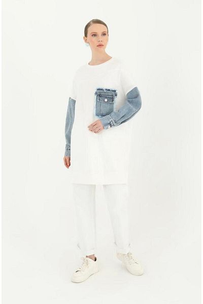 Puane new season jeans detail white long tunic