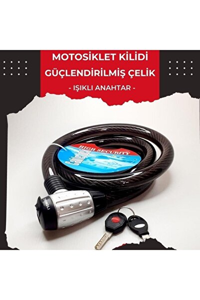 Motobros Motosiklet Kilidi Çelik Güçlendirilmiş Halat Zincir Kilit 25x200 2 Metre
