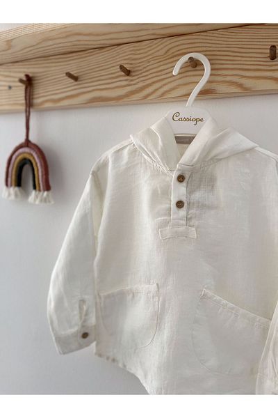 Cassiope Cream Hooded Linen Shirt