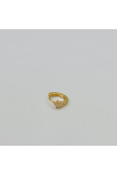 SE Jewellery Cerrahi Çelik Taşlı Minimal Çiçek Halka Küpe Tragus Helix Kıkırd...