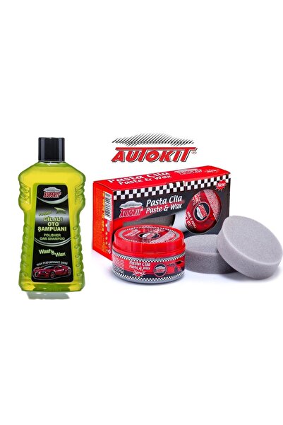 Autokit Cilalı Oto Şampuanı ve Süngerli Pasta Cila Seti