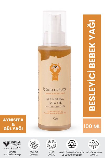 Bade Natural زيت تدليك للأطفال مغذي ومريح طبيعي 100% 100 مل