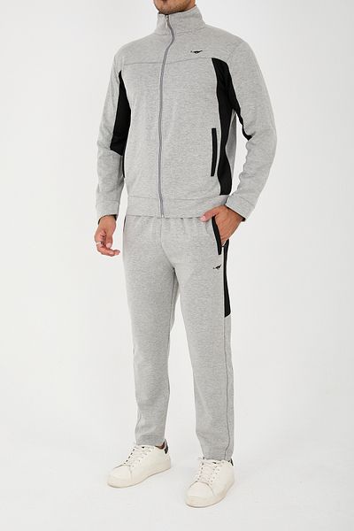 3MODA Men's Tracksuit Set - Stand Collar and Straight Leg