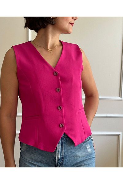 nidistore Women's Fuchsia Pink Short Vest