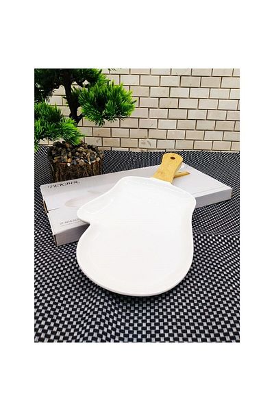 Bremen Home Porcelain Presentation Plate with Bamboo Handle (21 X 16.2)