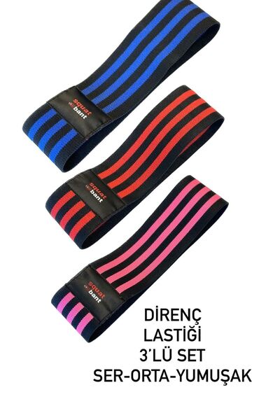 E-HSPORT Elastice de rezistență PRO & Bandă pentru squat, pachet de 3