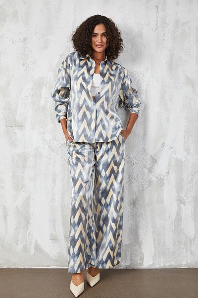 minaaise Shiny Indigo Fabric Patterned Set - Lower & Upper 27293