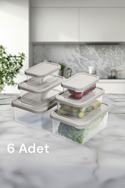 Nesto Home Set of 6 Breakfast Set - Microwave and Iceberg Compatible Storage Container Set 2X375 2X900 2X1700 ml