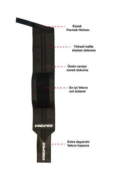 vingpro Pro Wristwraps - Black 2 Pack Wrist Protector
