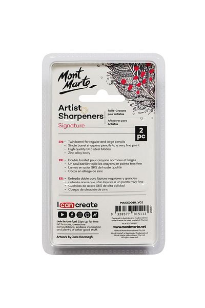 Mont Marte Mm Zinc Alloy Pencil Sharpener Set for Artists - 2 Pieces
