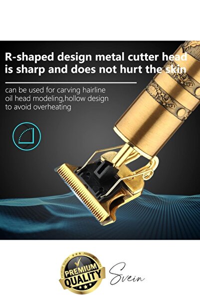 Svein Profesyonel Vintage Taşınabilir Elektrikli Şarjlı Saç Kesme Makinesi Erkek Sakal Tıraş Düzeltici