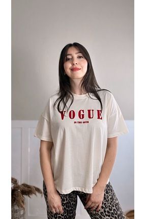 Muaz Ekru Vogue Bask l 100 Pamuk Tshirt Fiyat Yorumlar Trendyol