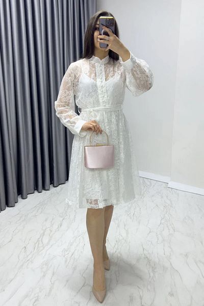 Phoenix Women Button Detailed Lace Dress