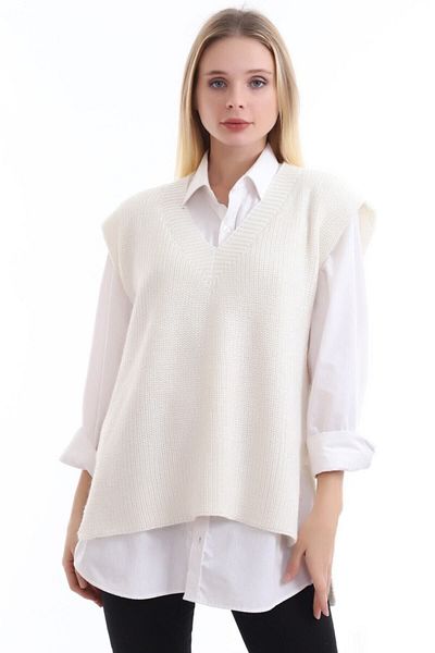 Eliz Fashion Strickpullover mit V-Ausschnitt und Schlitz