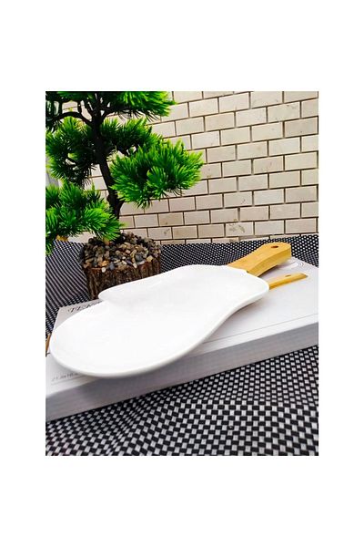 Bremen Home Porcelain Presentation Plate with Bamboo Handle (21 X 16.2)