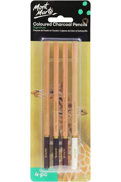 Mont Marte Set of 4 MM Colored Charcoal Pencils - Signature