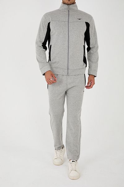 3MODA Men's Tracksuit Set - Stand Collar and Straight Leg