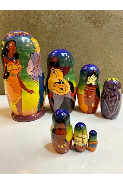 LüksAksesuar El Boyama Rus Matruşka Çizgi Film Karakterler Ahşap Oyuncak Matr...