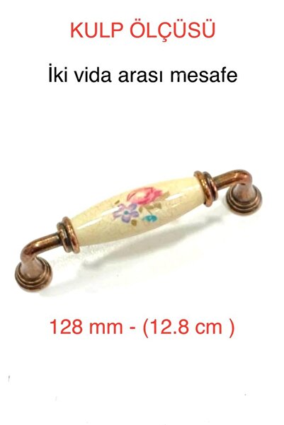 Porcellana Perla Porselen Metal Mobilya Kulb Kulp , Dolap Çekmece Mutfak Çocuk Kulbu Kulpu- Yakut-128 Mm - Stk2222