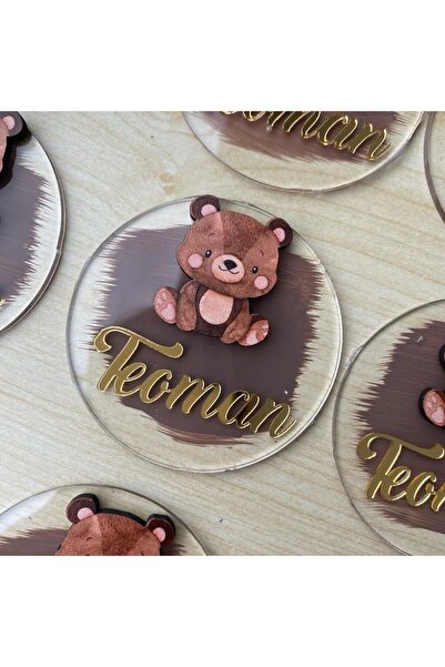 Roseart Kahverengi Ayıcıklı Pleksi Bebek Hediyelik Magnet (15 Adet)