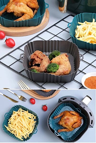 GAT Shop حل لمشكلة تنظيف المقلاة الهوائية ومشكلة الالتصاق - حاوية طعام من السيليكون قابلة لإعادة الاستخدام مكونة من قطعتين