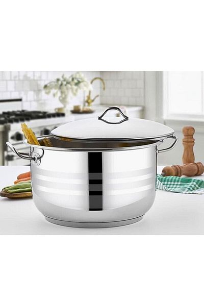 Royal 30 cm Ashura Menemen Pot Stainless Steel Deep Pot 12 Liters