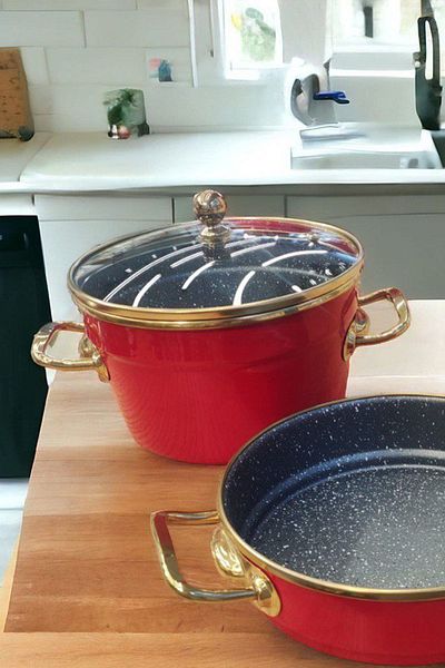 AROW Red Enamel 2-Piece Cookware Set