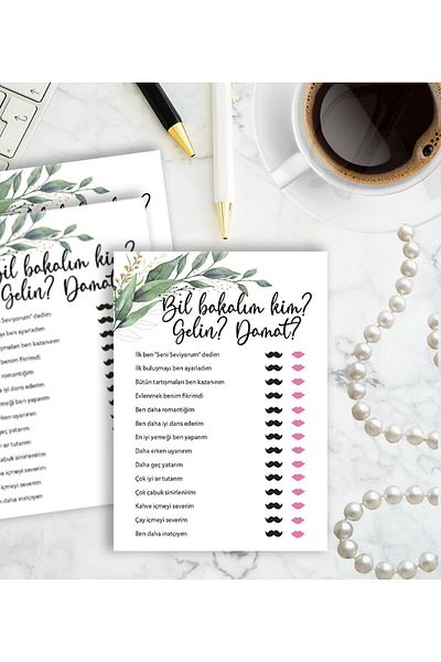 Pankart Evi Bachelorette Party Guess Who? Game Guessing Card 9 Pieces - Bride to Be