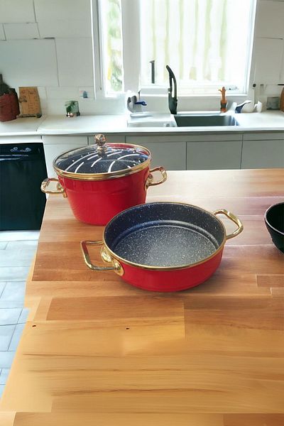 AROW Red Enamel 2-Piece Cookware Set
