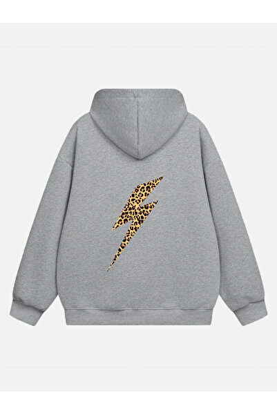 Mad&Calf Leo Thunder з принтом - жіночий оверсайз-светр з капюшоном і флісово...