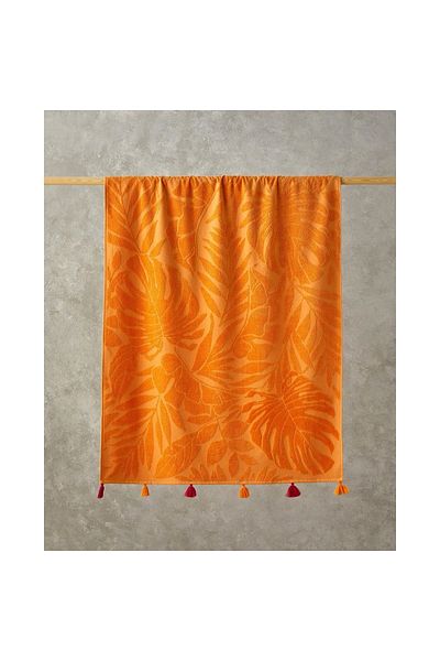English Home Prosop de plaja din catifea din bumbac jacquard Melody Orange - 90X150 cm